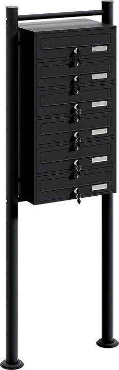 Wiltec 6er Briefkastenanlage schwarz 270x513x1500mm Standbriefkasten Briefkasten