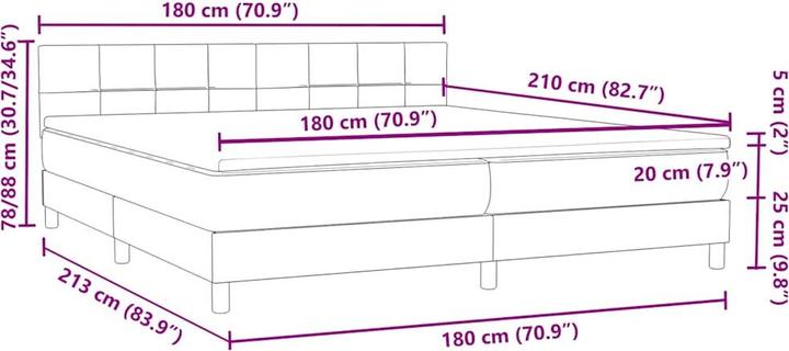 Produktbild vidaXL Boxspringbett (180 x 210 cm)