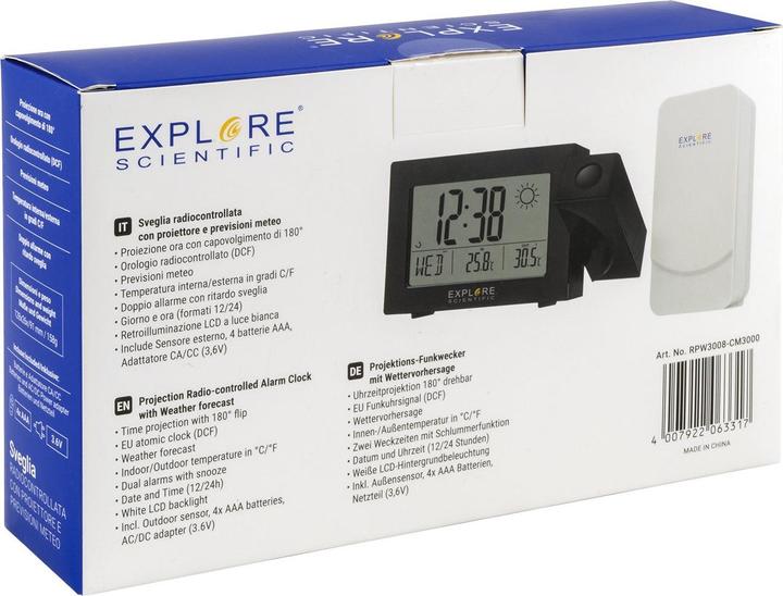 Actual product image Explore Scientific RPW3008 Digital Alarm Clock Black