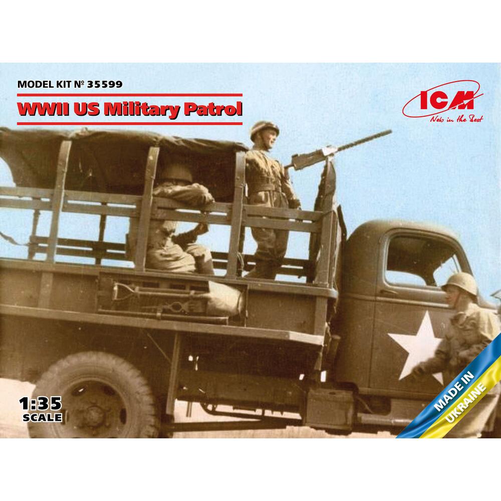 Icm Bianco Pattuglia Militare Americana Della Seconda Guerra Mondiale (G7107 Con Mg M1919a4)