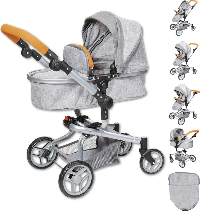 Knorrtoys Doll's pram Boonk - stone brown