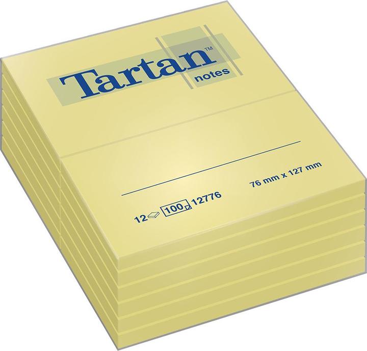 Tartan Sticky notes, 127 x 76 mm, 63 gsm, yellow, 100 sheets