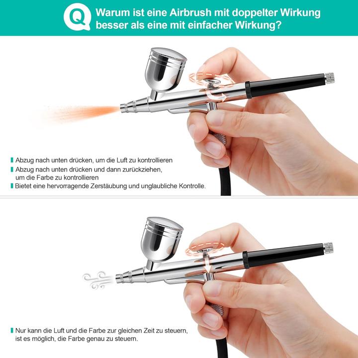 Produktbild Powate Dual Action Airbrush Set mit Kompressor