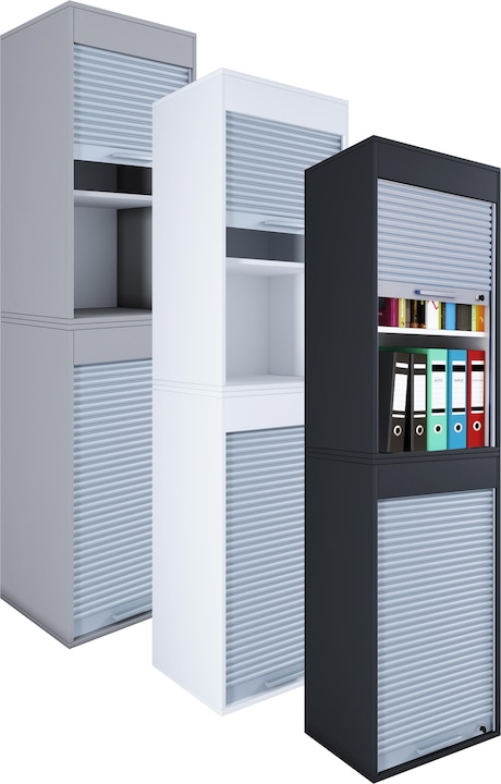 Actual product image VCM Wood office cabinet filing cabinet Aktos L roller shutter lockable (50 x 40 x 93 cm)