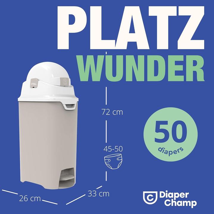Produktbild Diaper Champ Windeleimer DiaperChamp One Medium Handsfree - ohne Nachfüllkassetten - für ca. 45-50 Windeln