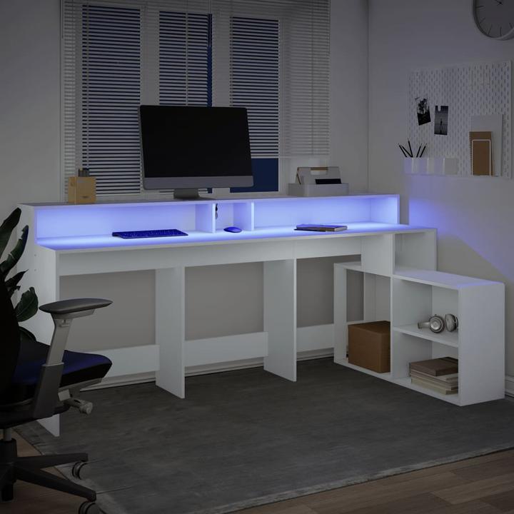 Immagine prodotto VidaXL Scrivania LED Scrivania per computer Scrivania da lavoro Scrivania per laptop Scrivania per ufficio (200 x 104 x 91 cm)