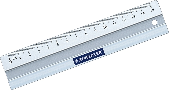 Actual product image Staedtler Metal ruler, made of aluminium, 150 mm long Millimetre scale, embossed graduation, ink edge (150 mm)