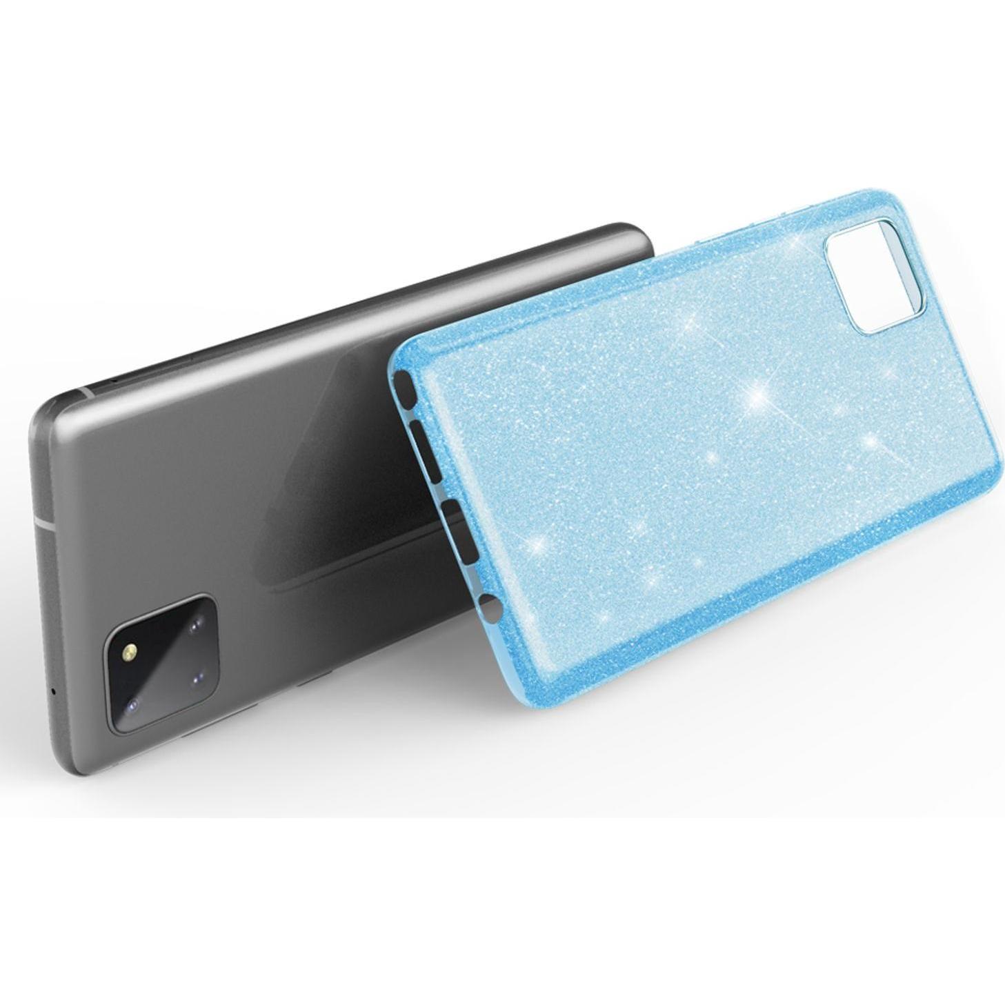 Nalia Glitzer Hülle (Samsung Galaxy Note 10 Lite), Smartphone Hülle, Blau
