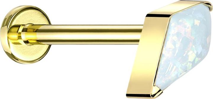 Actual product image Star Piercing Micro Threadless Labret vergoldet Diamant vergoldet mit Opal weiss (without brass, Titanium)