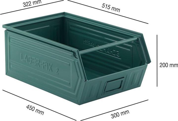 Produktbild Schäfer Shop Sichtlagerkasten mit Tragestab SSI Schäfer LF 14/7-2, Stahl, L 515 x B 322 x H 200 mm, 26 l, div....
