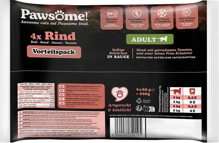 Actual product image Pawsome Adult beef 4x85g (Adult, 4 pcs., 340 g)