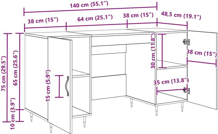 Produktbild vidaXL Büroschreibtisch (50 x 50 x 75 cm)