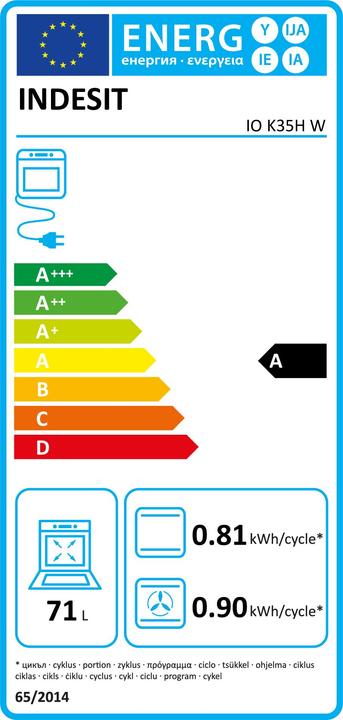 Energy Label Indesit Multifunktions-Einbau-Backofen