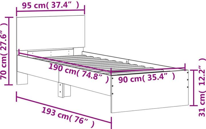 Image du produit vidaXL Bettgestell (90 x 190 cm)