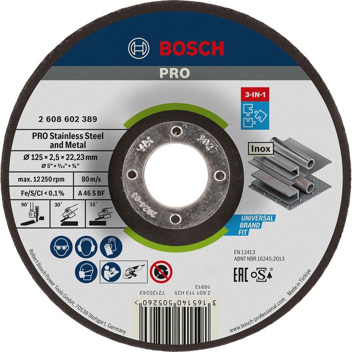 Produktbild Bosch Professional Zubehör PRO Stainless Steel and Metal 3-in-1 Disc, 125 x 2,5 x 22,23 mm