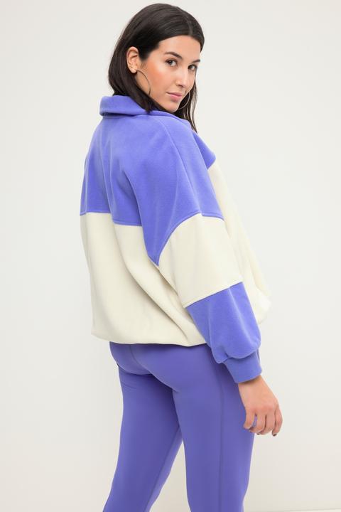 Produktbild Studio Untold Fleece-Sweater, Boxy Shape, Colorblocking, Stehkragen mit Zipper (58)