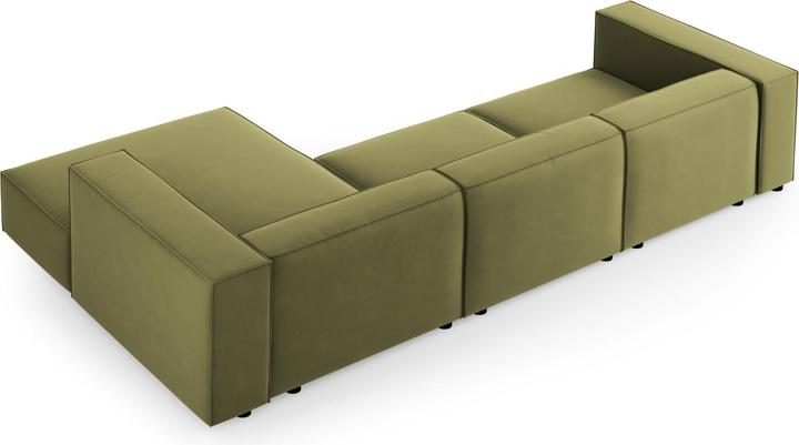 Actual product image Cosmopolitan Design Velvet Right Corner Sofa, "Arendal", 4 Seats, Light Green, 284x166x70 Made in Europe (Corner sofa)