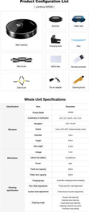 Actual product image Liectroux XR500 (Vacuum mopping robot)