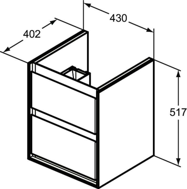 Produktbild Ideal Standard IDS WT-US CONNECT AIR CUBE 2 Auszüge 430 we glänz. / hellgrau matt (43 x 40 x 52 cm)