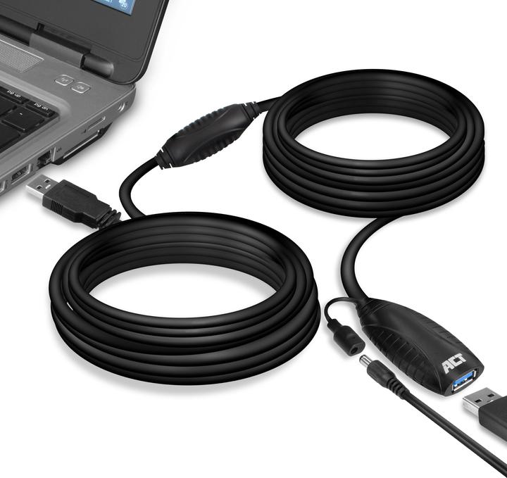 Produktbild ACT AC6110 USB Kabel 10 m 3.2 Gen 1 (3.1 Gen 1) USB A Schwarz (10 m, USB 3.2 Gen 1)