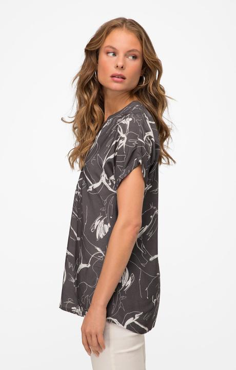 Produktbild Laurasøn Bluse, oversized, Robben Print, Stehkragen, Halbarm (S)