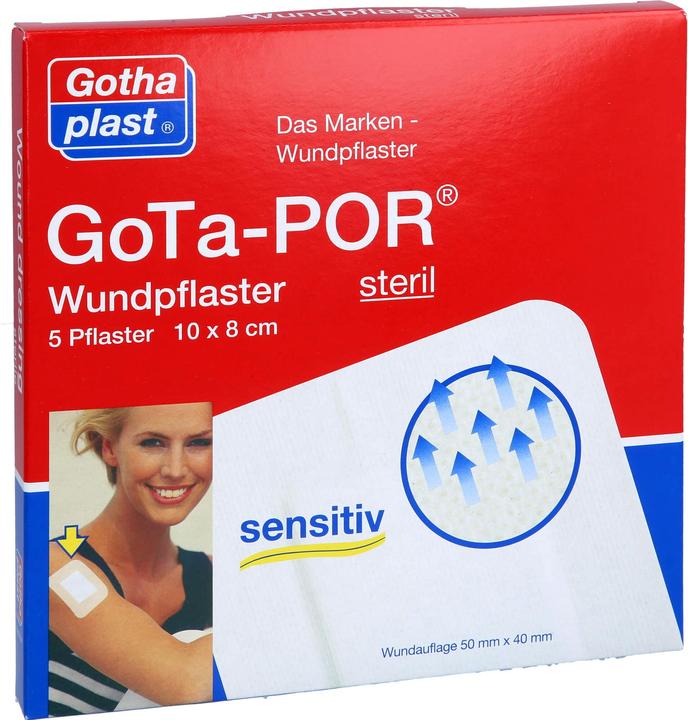 Actual product image Gothaplast GoTa-POR wound plaster sterile 100mmx80mm, 5 pcs PFL (5x)