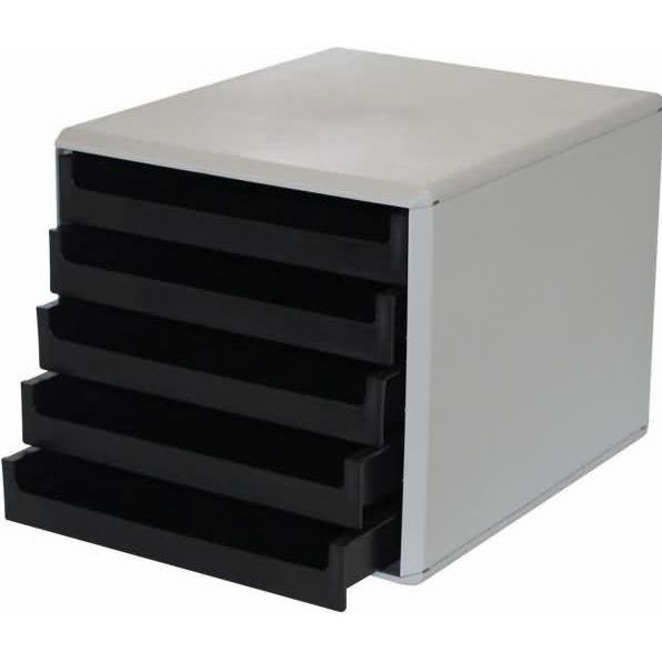 Metzger&Mendle, Dokumentenablage, Schubladenbox La Prima 5 Schübe RC-Kunststoff grau/schwarz (C4)