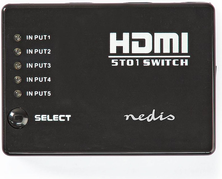 Image du produit Nedis Commutateur HDMI T 5-Port Port(s) 5X HDMIT Entrée 1x HDMIT Sortie 1080p 3.4 Gbps ABS Noir