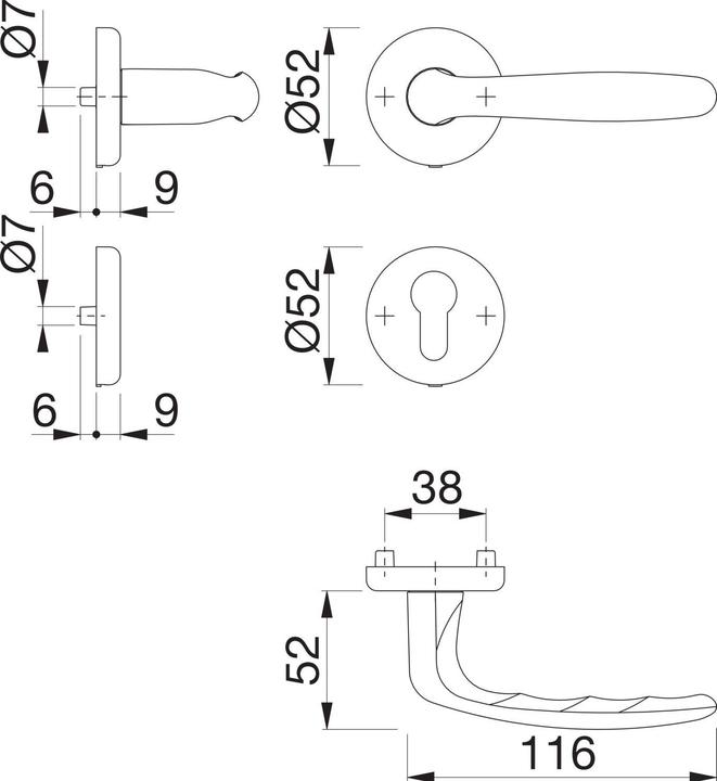 Image du produit Hoppe Garniture à béquilles ROISSY - sur rosace PZ, laiton chromé (Poignée de porte)