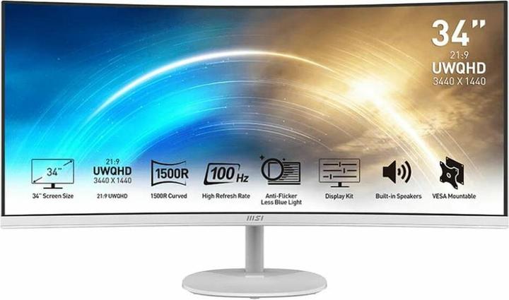 Productafbeelding MSI PRO MP341CQW 34inch VA UWQHD Curved (3440 x 1440 pixels, 34")