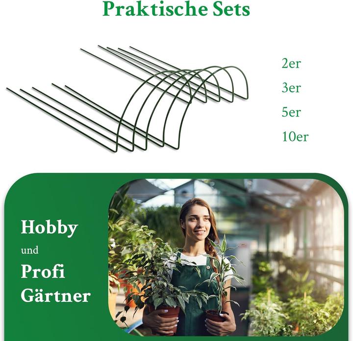 Produktbild Novatool 5 Strauchstützen halbrund grün 100x40x16 cm 5,5mm Ø Staudenhalter Blumenhalter (16 cm, 40 cm)