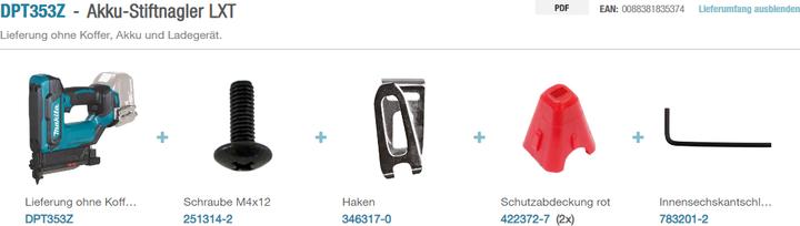 Actual product image Makita DPT353Z Battery pintacker