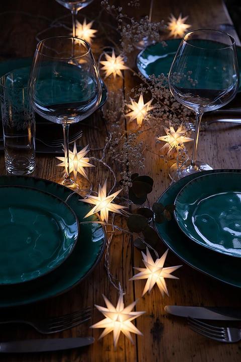 Actual product image Novaliv Poinsettia decorative star | 8cm WHITE | indoor only | LED lamp with battery compartment |