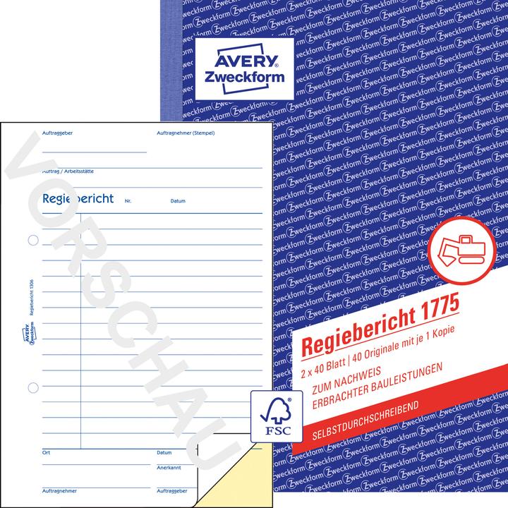 Produktbild Avery Regiebericht (40x)