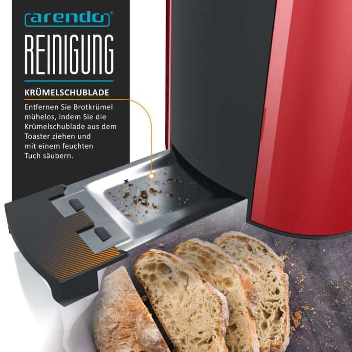 Produktbild Arendo 4 Scheiben Toaster Langschlitz Edelstahl, Doppelwand, Brötchenaufsatz, Display mit Restzeitanzeige