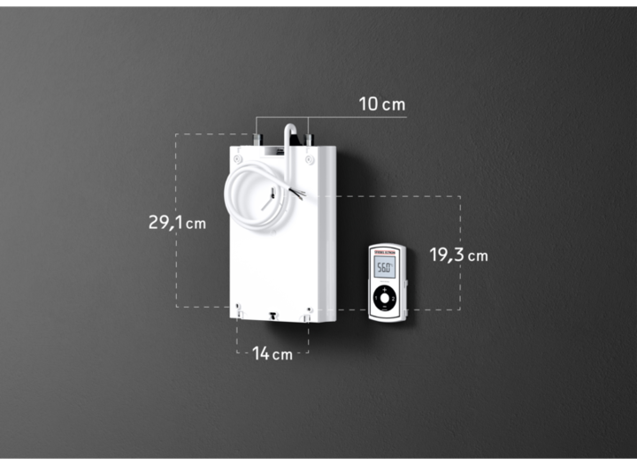 Actual product image Stiebel Eltron DCE 11/13 RC Electronic compact instantaneous water heater with remote control for the kitchen