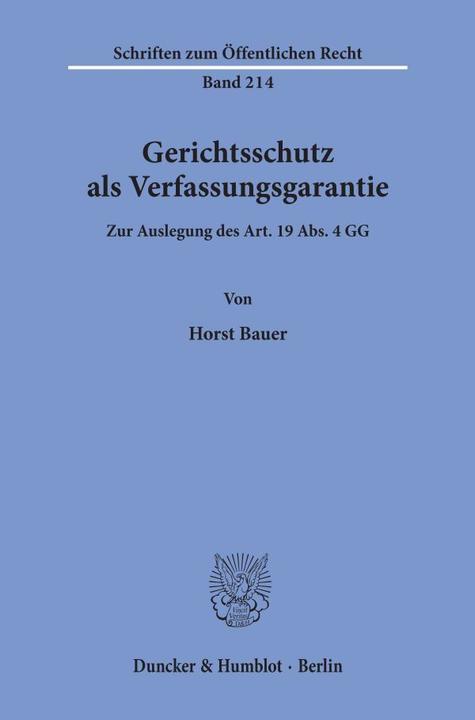 Produktbild Gerichtsschutz als Verfassungsgarantie (Deutsch, Horst Bauer, 1973)