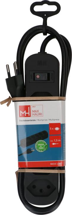 Immagine prodotto Max Hauri Steckdosenleiste Basic Line 5x Typ 13 sw Schalter 1.5m Green (5x, Tipo 13, 1.50 m)