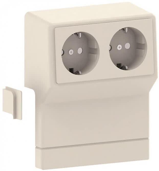 Actual product image GGK Schuko 2gang device holder with 1935 erh. Touch plate for SL/ SLT cream white