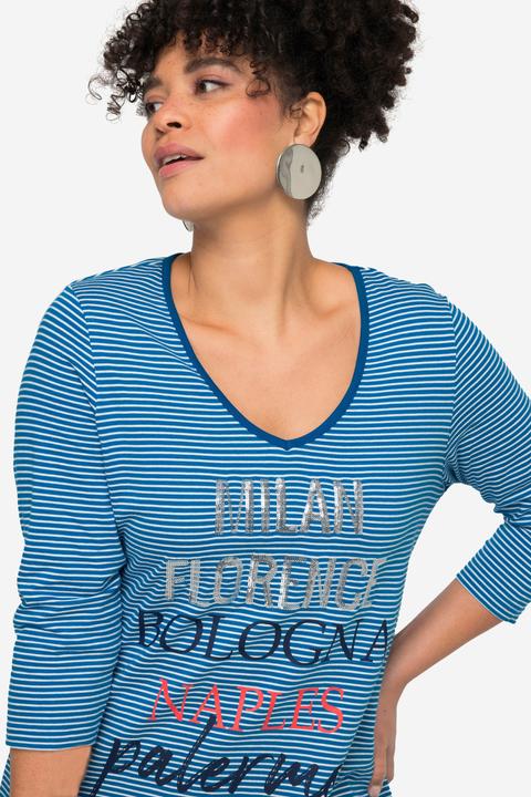 Produktbild Miamoda Ringelshirt, Statement, V-Ausschnitt, 3/4-Ärmel (50)