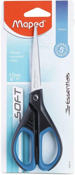 Image du produit Magni Maped M468210 - Ciseaux Essentials Soft symétrique, 17 cm, noir/bleu (17 cm)