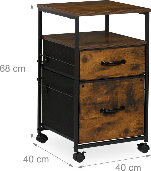 Image du produit Relaxdays Rollcontainer 2 verschiedene Schubladen (40 x 40 x 68 cm)