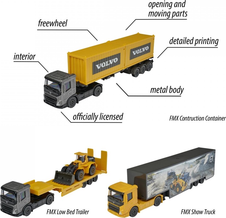 Actual product image Majorette Volvo Transporter Assortment, 3-sort.