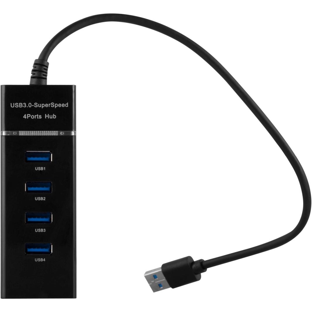 Cadorabo 4-Port USB Hub (USB-A, 4 Ports), Dockingstation + USB Hub, Schwarz