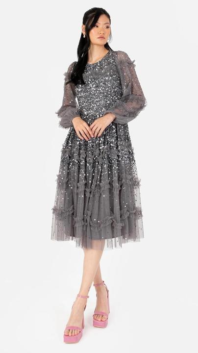 Image du produit Herba Abito Midi Manica Lunga con Paillettes e Balze (38)