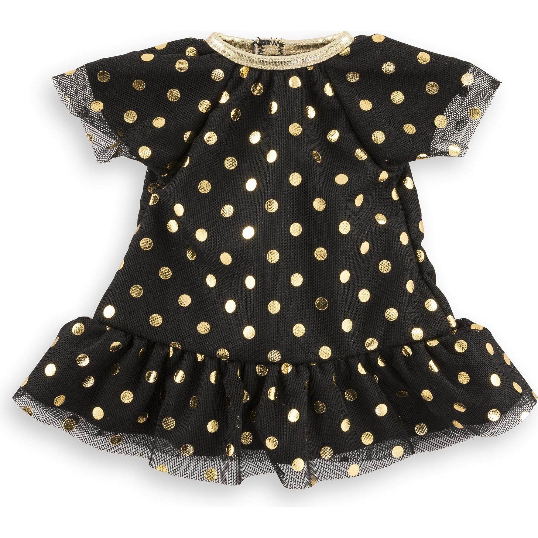 Corolle Schwarzes Puppenkleid Von Ma Mit Goldenen Punkten – 36 Cm