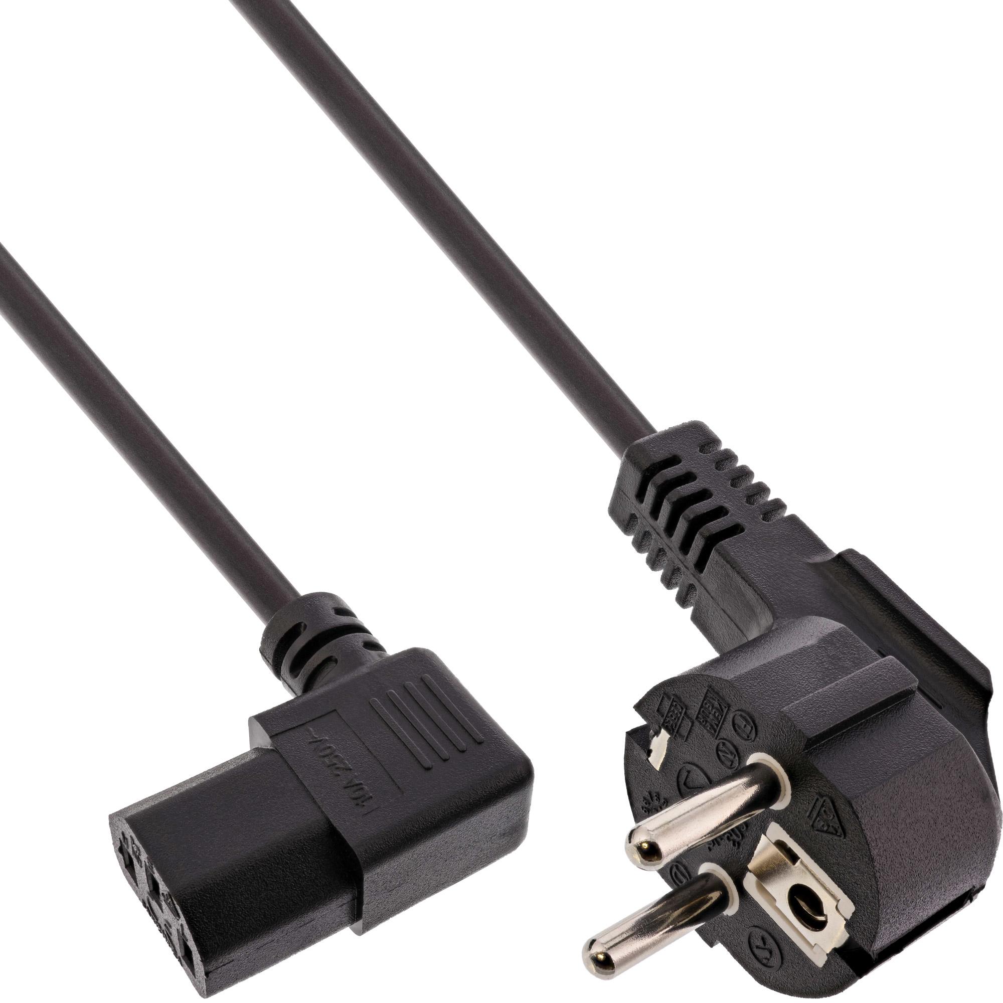 Inline Nero Cavo Di Alimentazione Cee 7/7 (M) Angolato Per Iec 60320 C13 Ad Angolo Retto (1.80 M), Cavo Di Alimentazione,