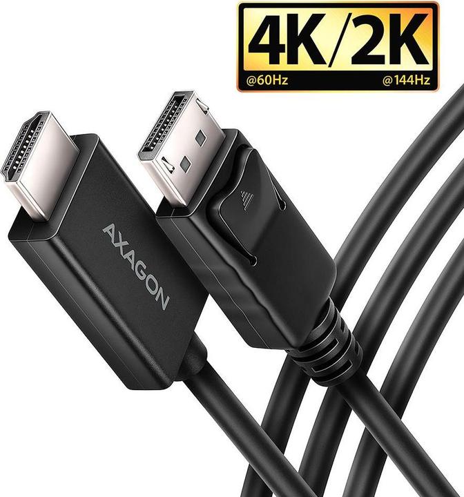 Actual product image Axagon RVD-HI20C2 DP > HDMI cable 1.8 m, 4K/60Hz (1.80 m)