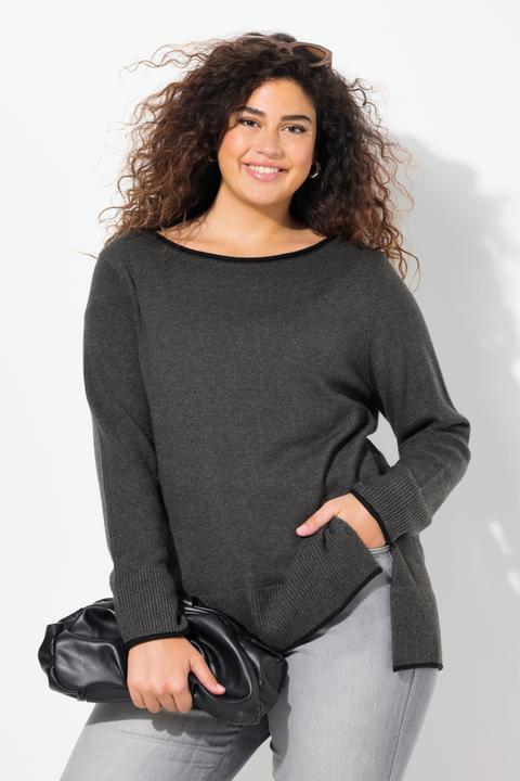 Produktbild Ulla Popken Pullover, Saumschlitze, U-Boot-Ausschnitt, Langarm (42, 44)