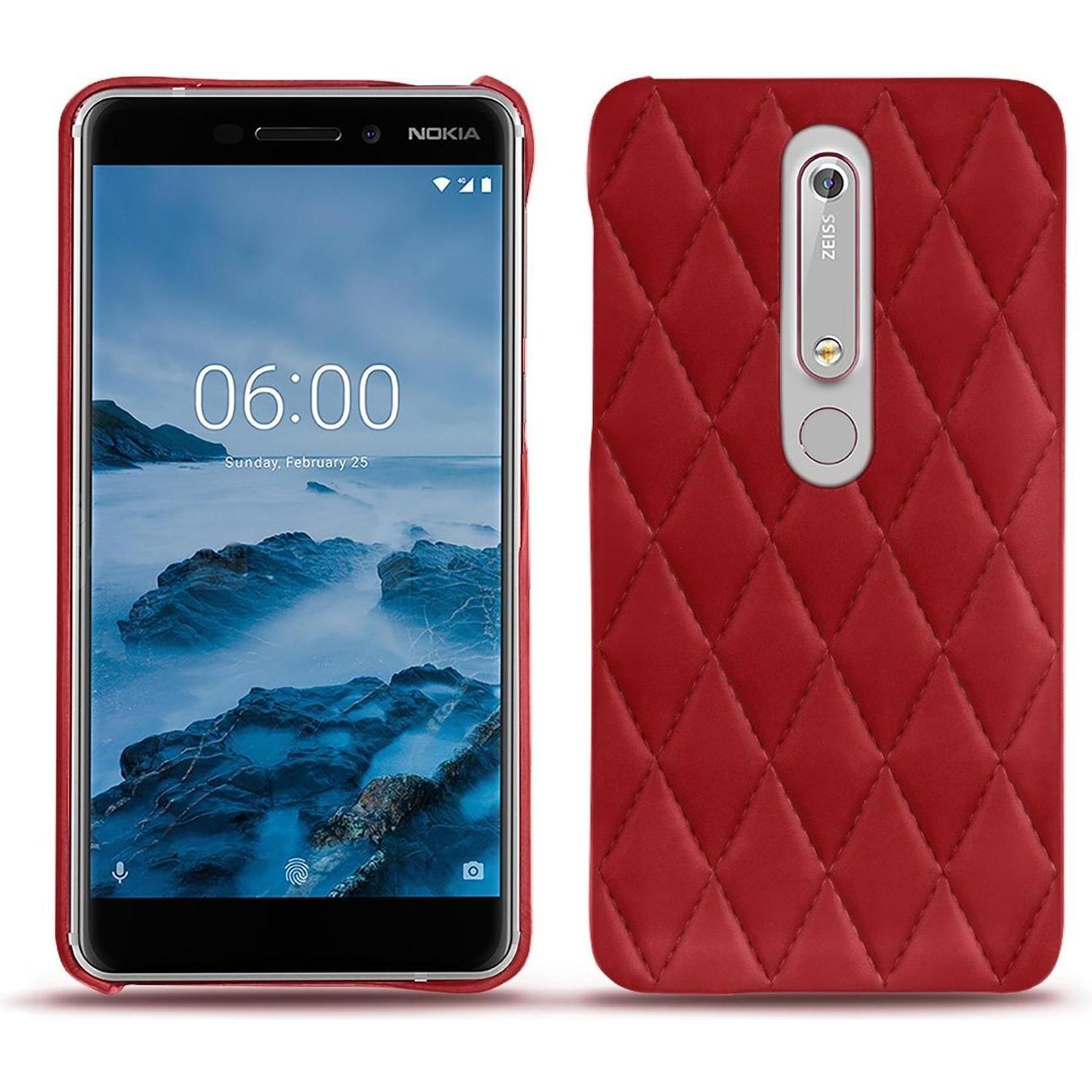 Noreve Lederschutzhülle (Nokia 6 (2018)), Smartphone Hülle, Rot